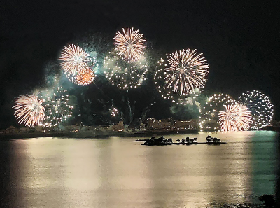 嫁島と水郷祭の花火